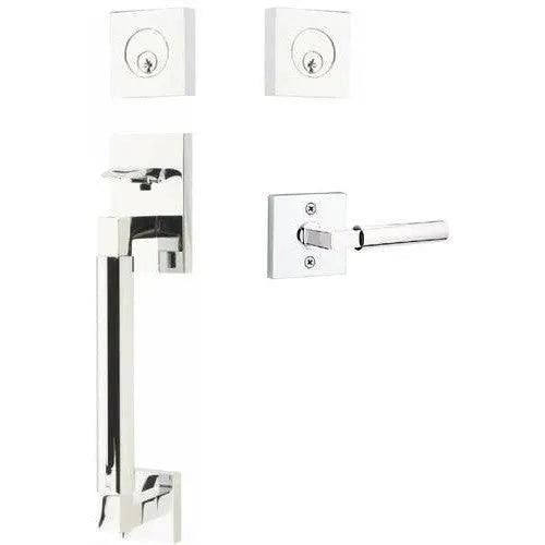 Emtek Hercules Smooth Sectional Tubular Entry Set with Hercules Lever Polished Chrome