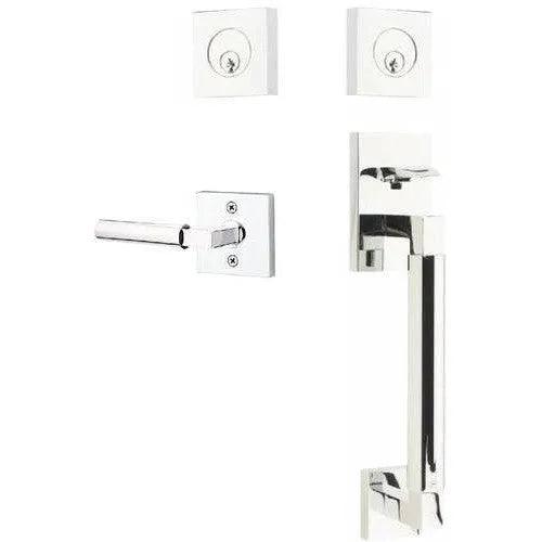 Emtek Hercules Smooth Sectional Tubular Entry Set with Hercules Lever Polished Chrome