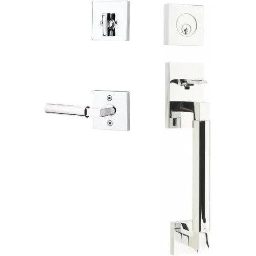 Emtek Hercules Smooth Sectional Tubular Entry Set with Hercules Lever Polished Chrome