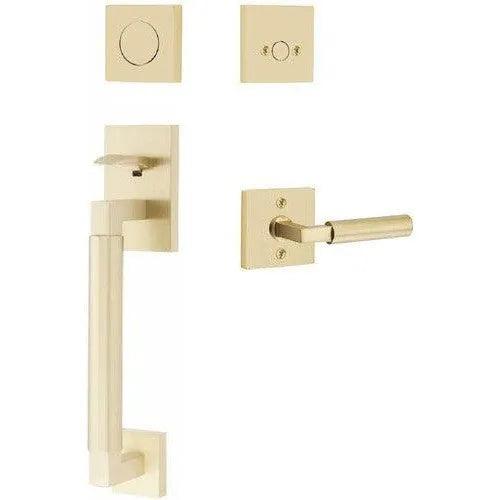 Emtek Hercules Smooth Sectional Tubular Entry Set with Hercules Lever Satin Brass