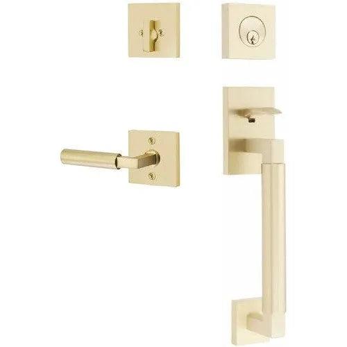 Emtek Hercules Smooth Sectional Tubular Entry Set with Hercules Lever Satin Brass