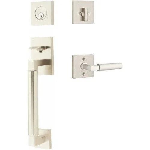 Emtek Hercules Smooth Sectional Tubular Entry Set with Hercules Lever Satin Nickel