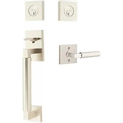 Emtek Hercules Smooth Sectional Tubular Entry Set with Hercules Lever Satin Nickel
