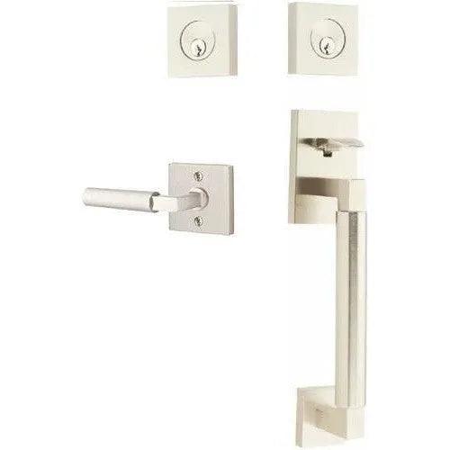Emtek Hercules Smooth Sectional Tubular Entry Set with Hercules Lever Satin Nickel