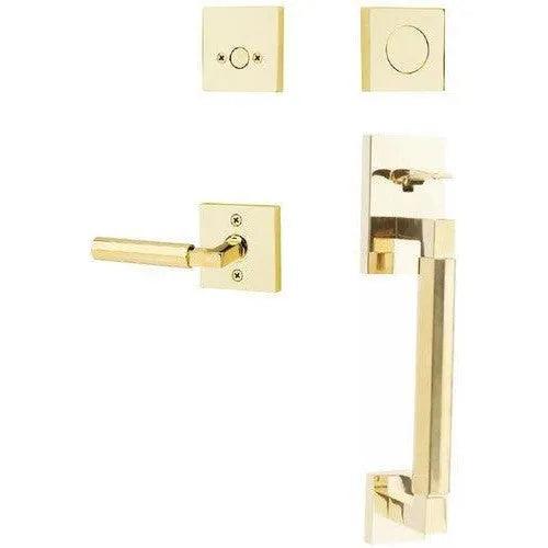 Emtek Hercules Smooth Sectional Tubular Entry Set with Hercules Lever Unlacquered Brass