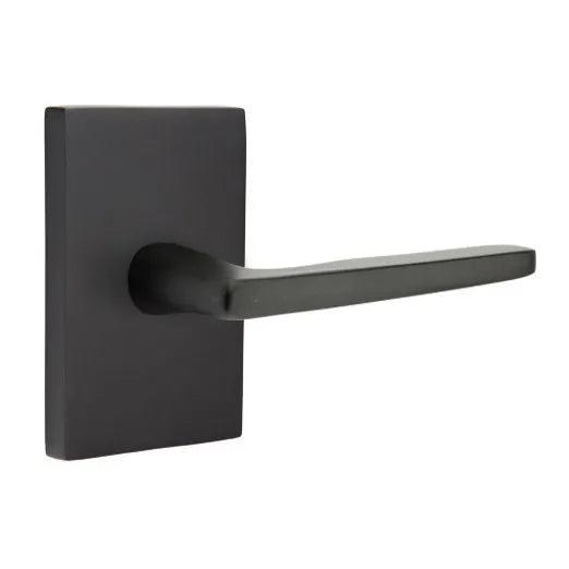 Emtek Hermes Lever With Modern Rectangular Rosette Flat Black