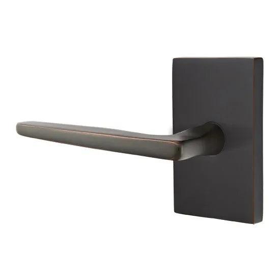 Emtek Hermes Lever With Modern Rectangular Rosette Oil Rubbed Bronze