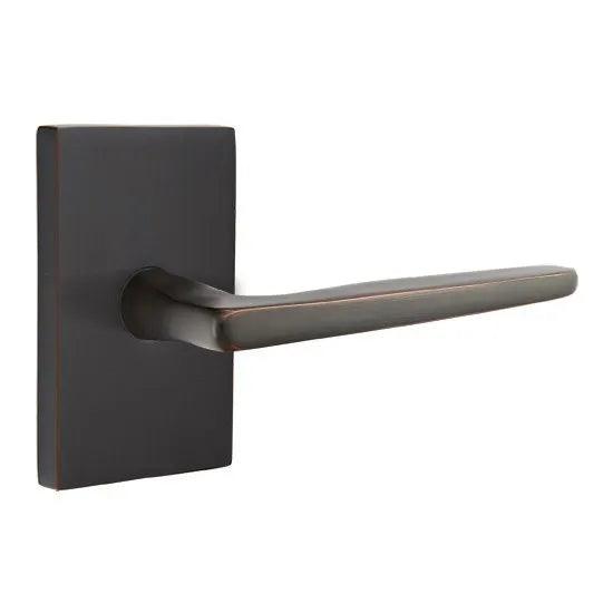 Emtek Hermes Lever With Modern Rectangular Rosette Oil Rubbed Bronze