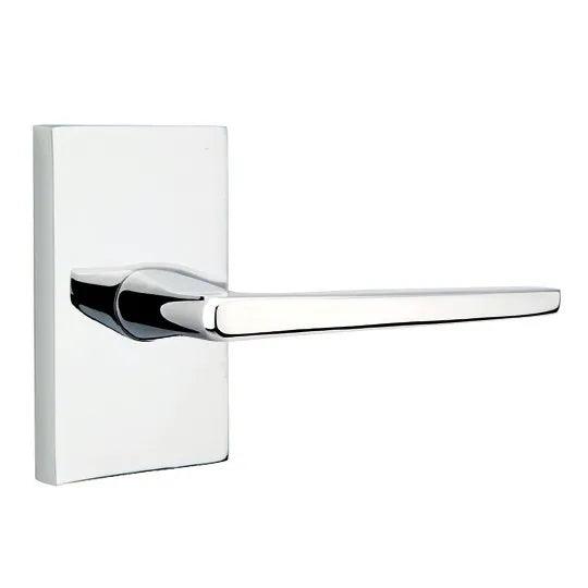 Emtek Hermes Lever With Modern Rectangular Rosette Polished Chrome