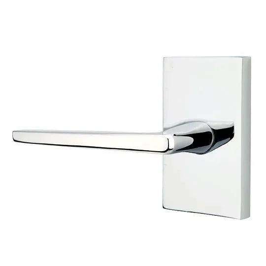 Emtek Hermes Lever With Modern Rectangular Rosette Polished Chrome