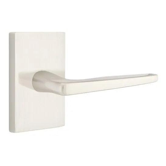 Emtek Hermes Lever With Modern Rectangular Rosette Satin Nickel
