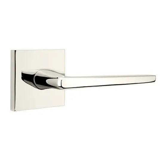 Emtek Hermes Lever With Square Rosette Lifetime Polished Nickel