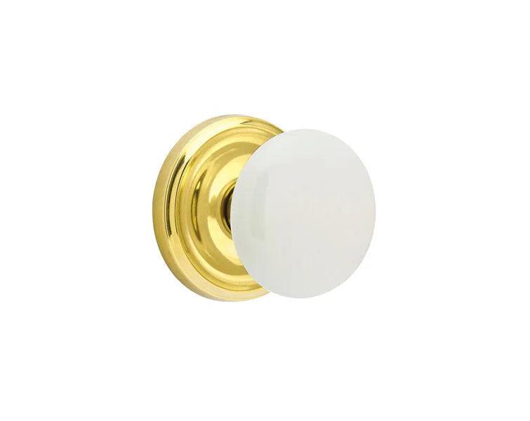 EmtekEmtek Ice White Knob with Regular Rosette in 