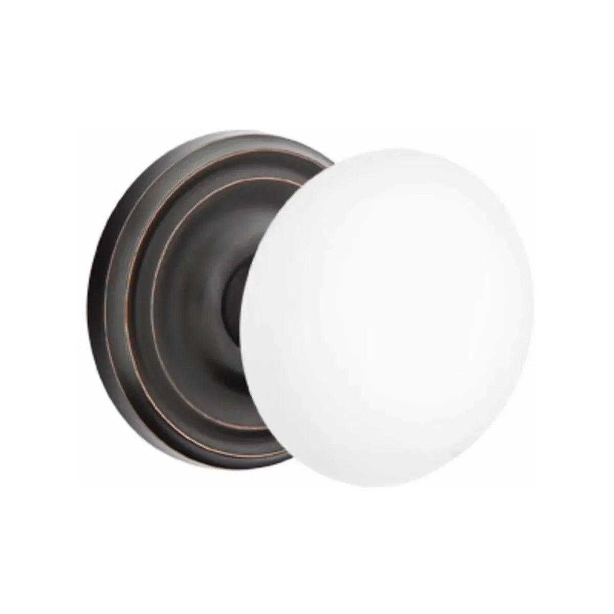 EmtekEmtek Ice White Knob with Regular Rosette in 