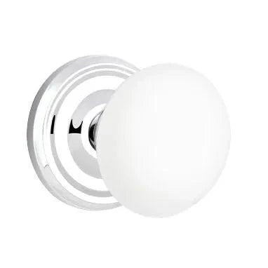 EmtekEmtek Ice White Knob with Regular Rosette in 
