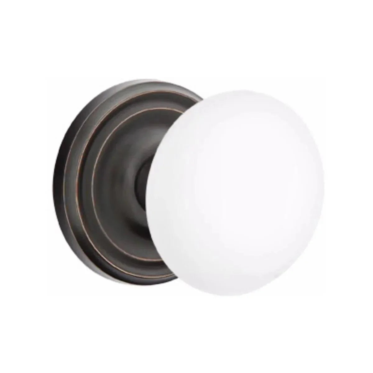 Emtek Ice White Knob with Regular Rosette Oil Rubbed Bronze