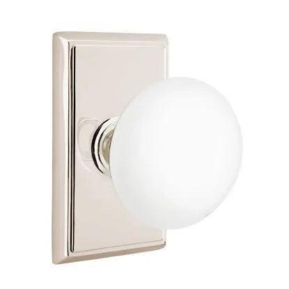 EmtekEmtek Ice White Porcelain Knob with Rectangular Rosette in 