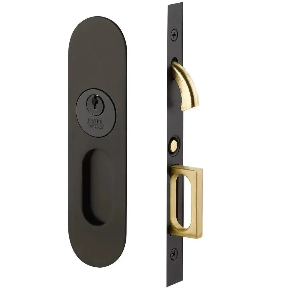EmtekEmtek Keyed Narrow Oval Pocket Door Mortise Lock in 