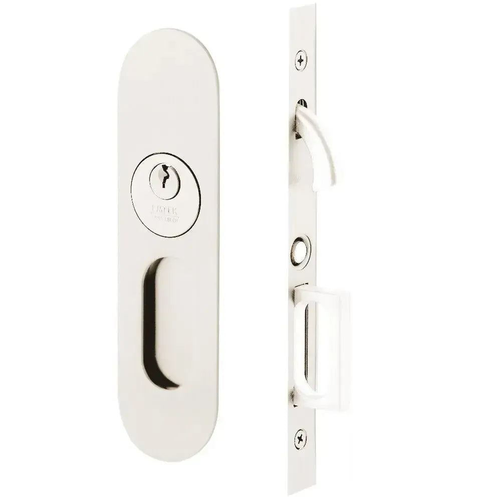 EmtekEmtek Keyed Narrow Oval Pocket Door Mortise Lock in 