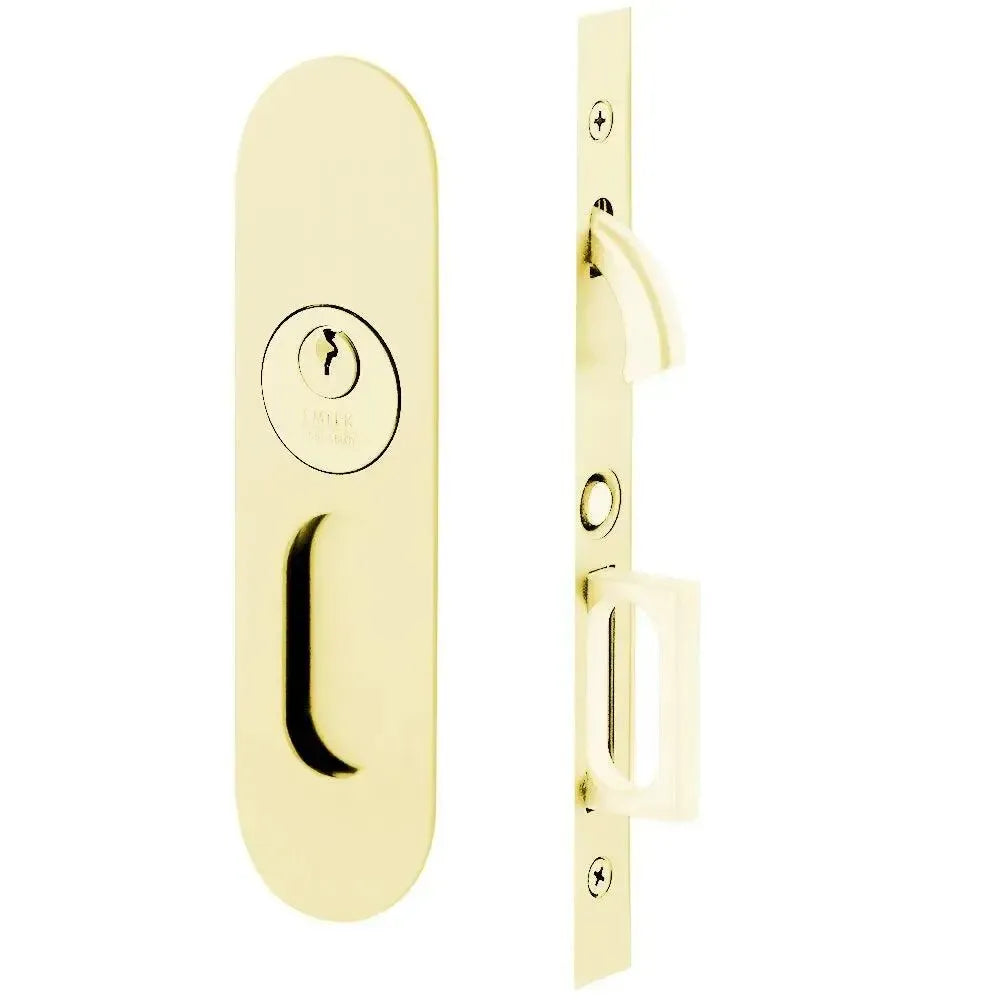 EmtekEmtek Keyed Narrow Oval Pocket Door Mortise Lock in 