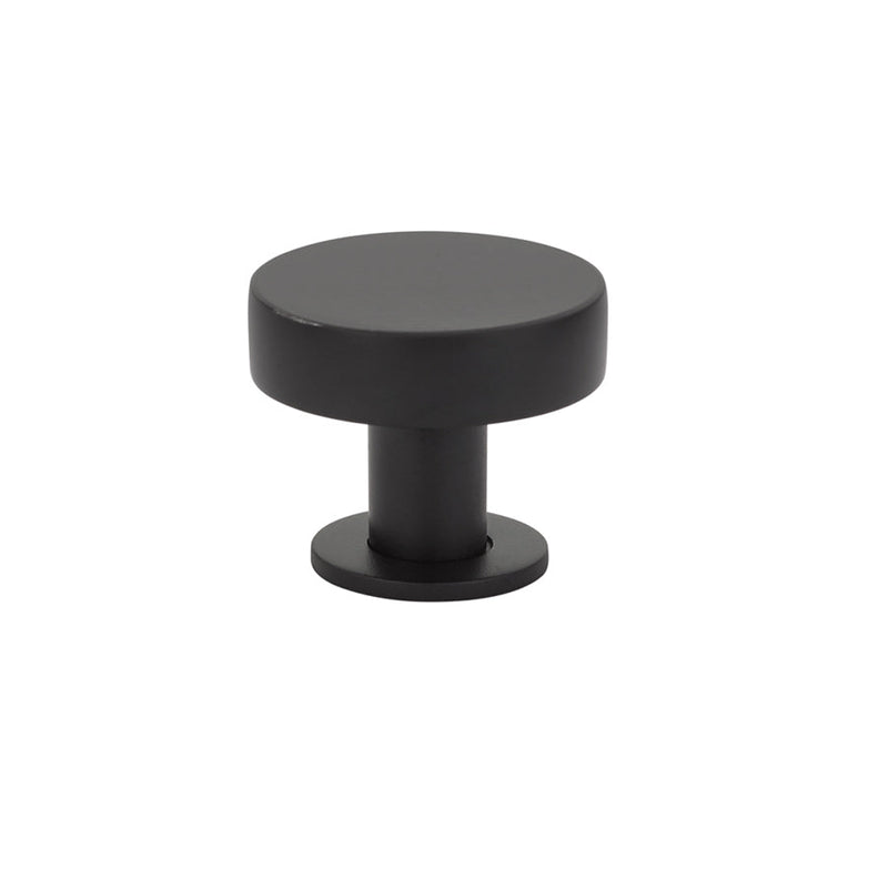 The Emtek Cadet Knob 1" in Flat Black finish