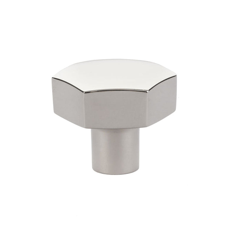 The Emtek Mod Hex Knob 1-1/2" in Lifetime Polished Nickel finish