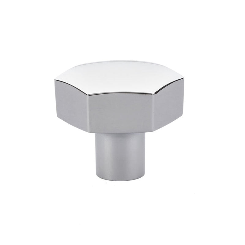 The Emtek Mod Hex Knob 1-1/2" in Polished Chrome finish