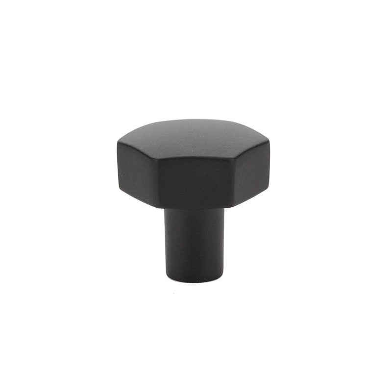 The Emtek Mod Hex Knob 1-1/8" in Flat Black finish