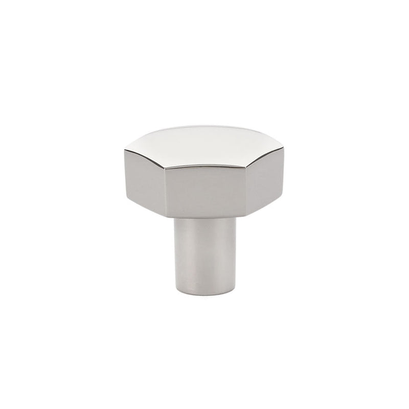 The Emtek Mod Hex Knob 1-1/8" in Lifetime Polished Nickel finish