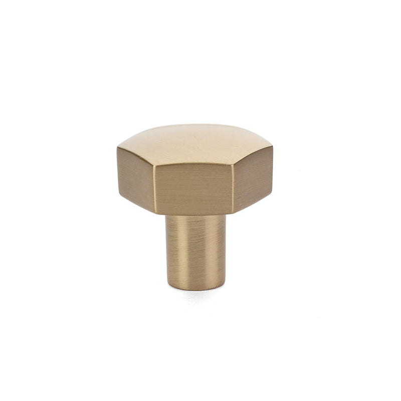 The Emtek Mod Hex Knob 1-1/8" in Satin Brass finish