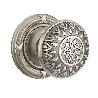 Emtek Lancaster Knob with Ribbon & Reed Rosette in Pewter finish