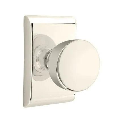 Emtek Laurent Round Knob with Neos Rosette in Lifetime Polished Nickel finish