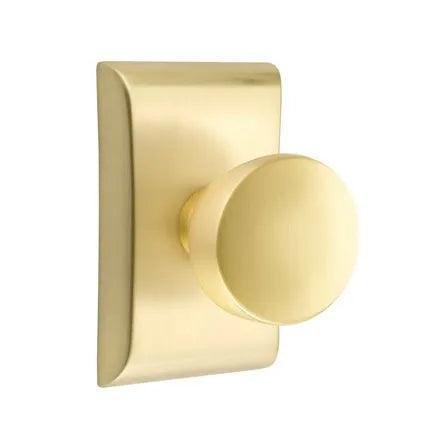 Emtek Laurent Round Knob with Neos Rosette in Satin Brass finish
