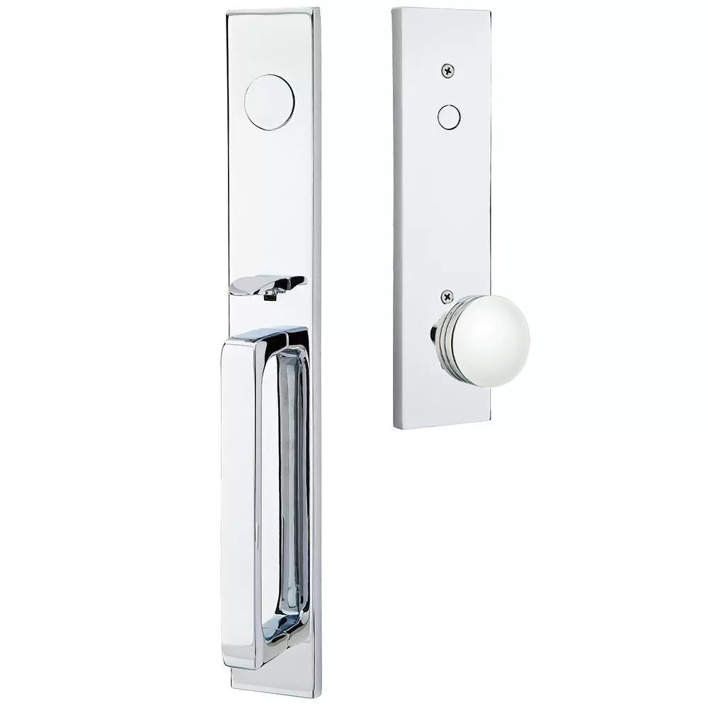 Emtek Lausanne Entrance Handleset With Bern Knob Polished Chrome