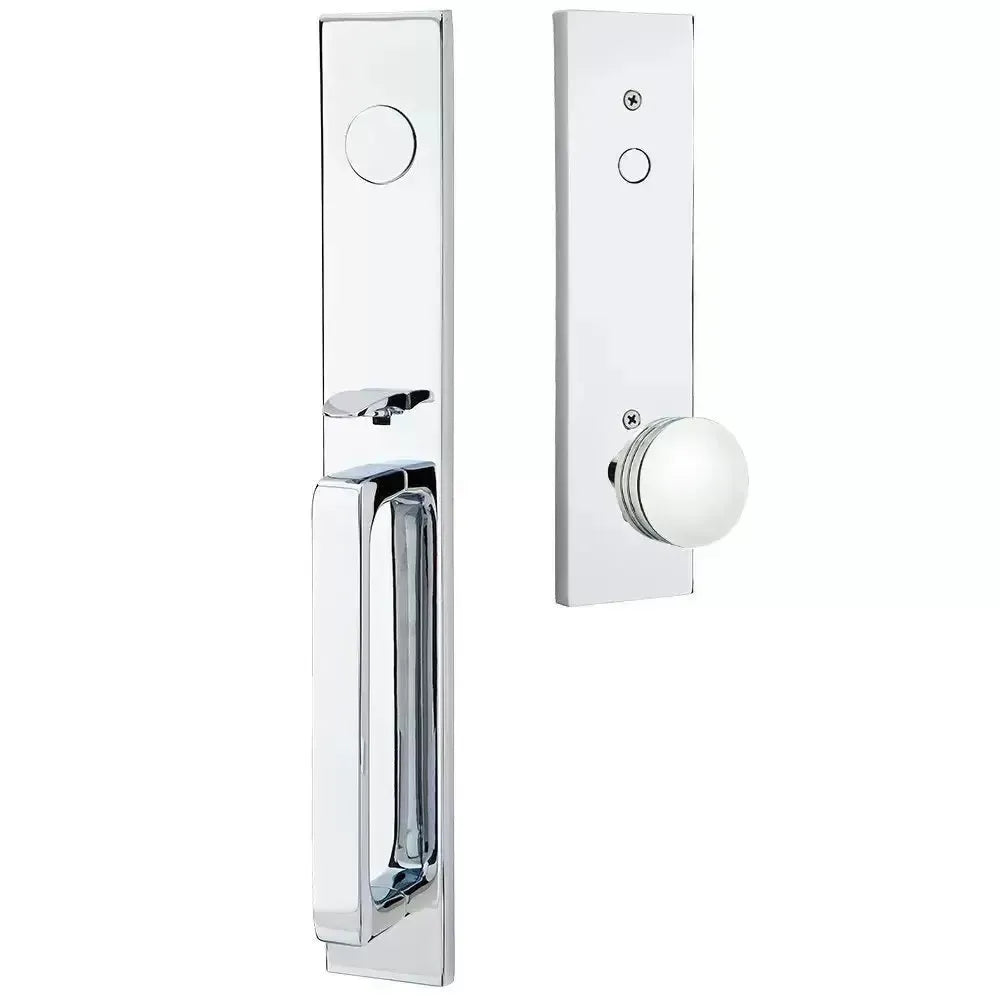 Emtek Lausanne Entrance Handleset With Bern Knob in Polished Chrome finish