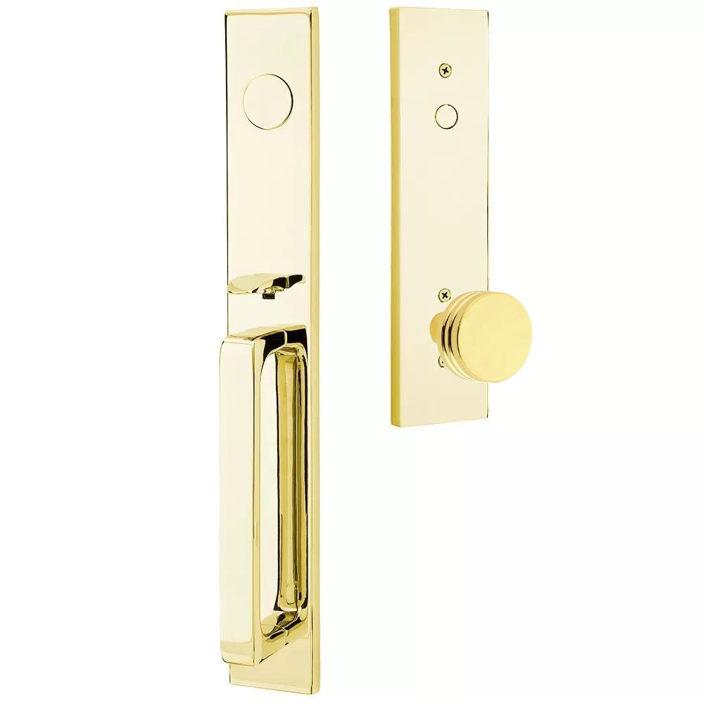 Emtek Lausanne Entrance Handleset With Bern Knob Unlacquered Brass