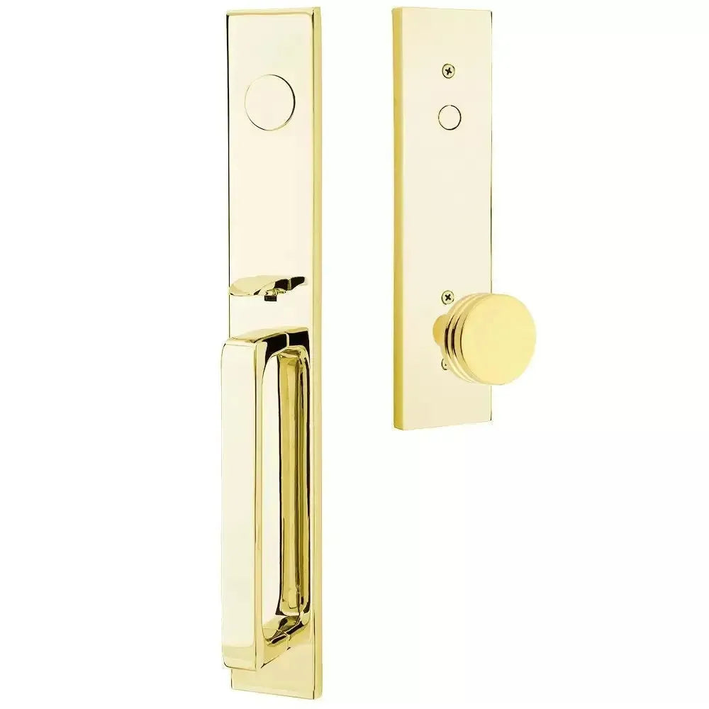 Emtek Lausanne Entrance Handleset With Bern Knob in Unlacquered Brass finish