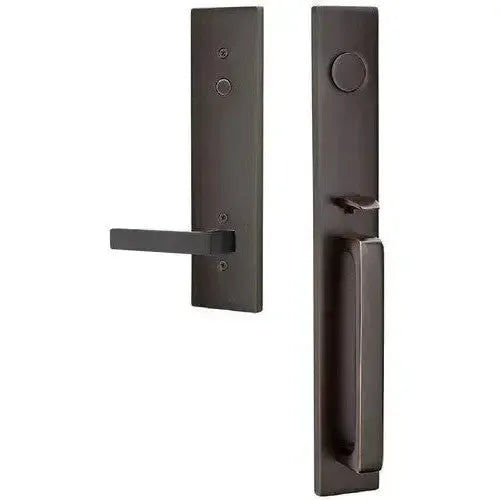 Emtek Lausanne Entrance Handleset With Dumont Lever in Oil Rubbed Bronze finish