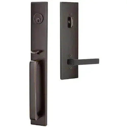 Emtek Lausanne Entrance Handleset With Dumont Lever in Oil Rubbed Bronze finish