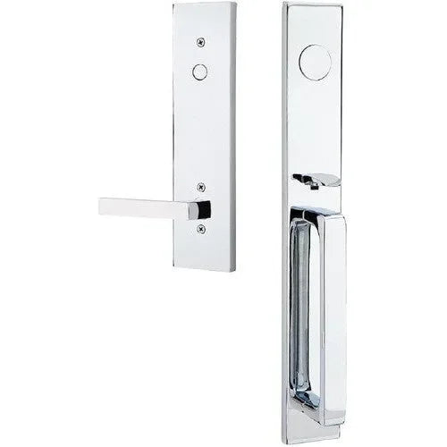 Emtek Lausanne Entrance Handleset With Dumont Lever Polished Chrome