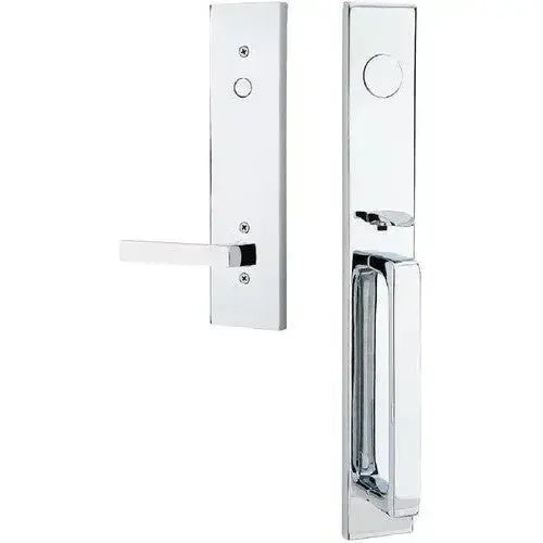 Emtek Lausanne Entrance Handleset With Dumont Lever in Polished Chrome finish