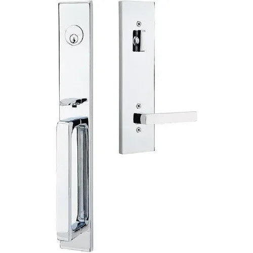 Emtek Lausanne Entrance Handleset With Dumont Lever Polished Chrome