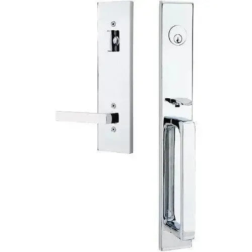 Emtek Lausanne Entrance Handleset With Dumont Lever in Polished Chrome finish