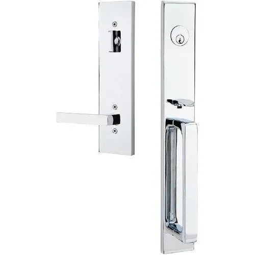 Emtek Lausanne Entrance Handleset With Dumont Lever Polished Chrome