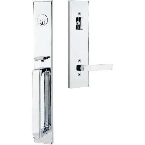 Emtek Lausanne Entrance Handleset With Dumont Lever in Polished Chrome finish
