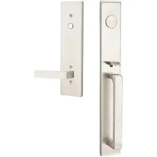 Emtek Lausanne Entrance Handleset With Dumont Lever in Satin Nickel finish