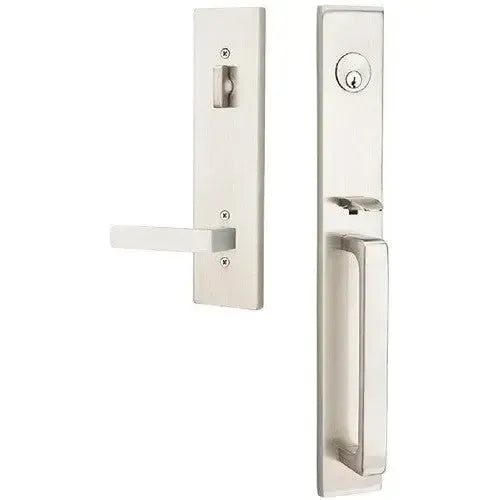Emtek Lausanne Entrance Handleset With Dumont Lever in Satin Nickel finish
