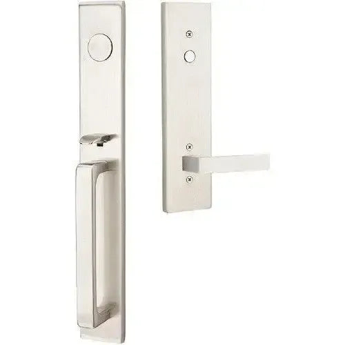 Emtek Lausanne Entrance Handleset With Dumont Lever in Satin Nickel finish