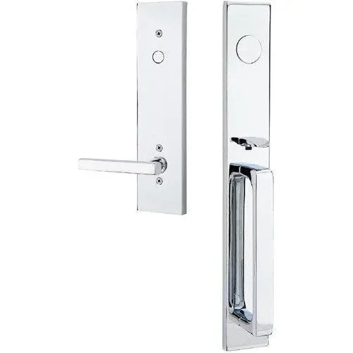 Emtek Lausanne Entrance Handleset With Freestone Lever Polished Chrome
