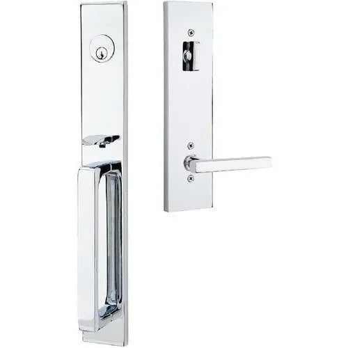 Emtek Lausanne Entrance Handleset With Freestone Lever Polished Chrome